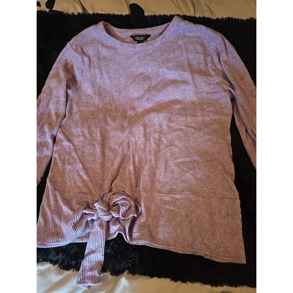 Women's Simply Vera Vera Wang Lt Purple Long Sleeve Top, Side Knot Size L